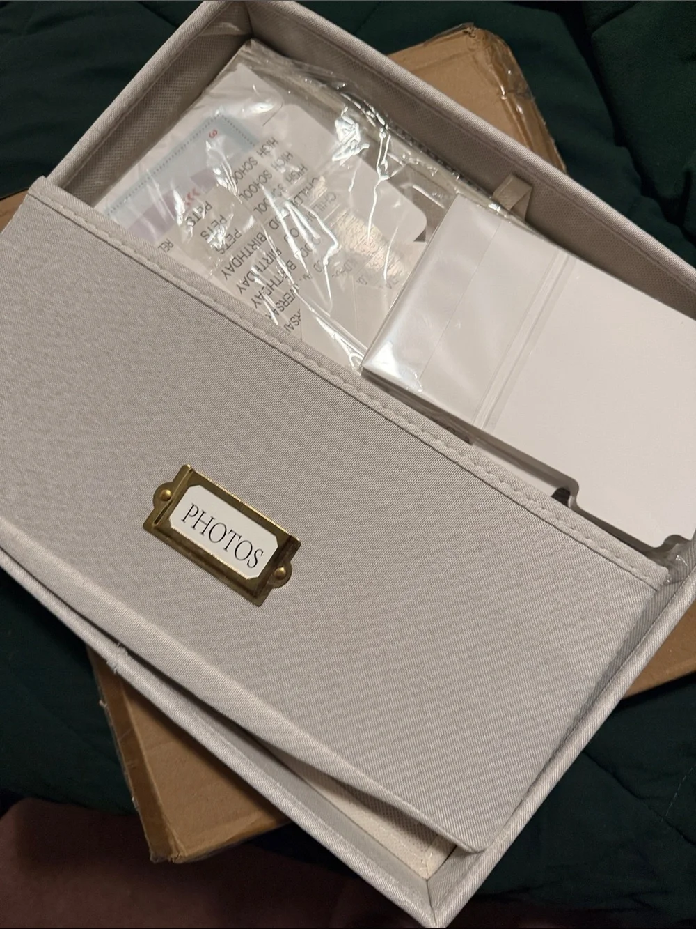 Photo Storage Box Linen Photo Box Organizer With Dividers, Fits 1700 - 4x6 photo
